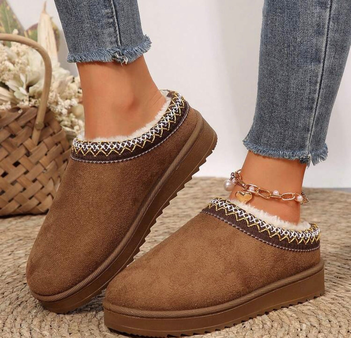 Plush Lined Clogs Braided Detail Platform Comfort- PRE ORDER