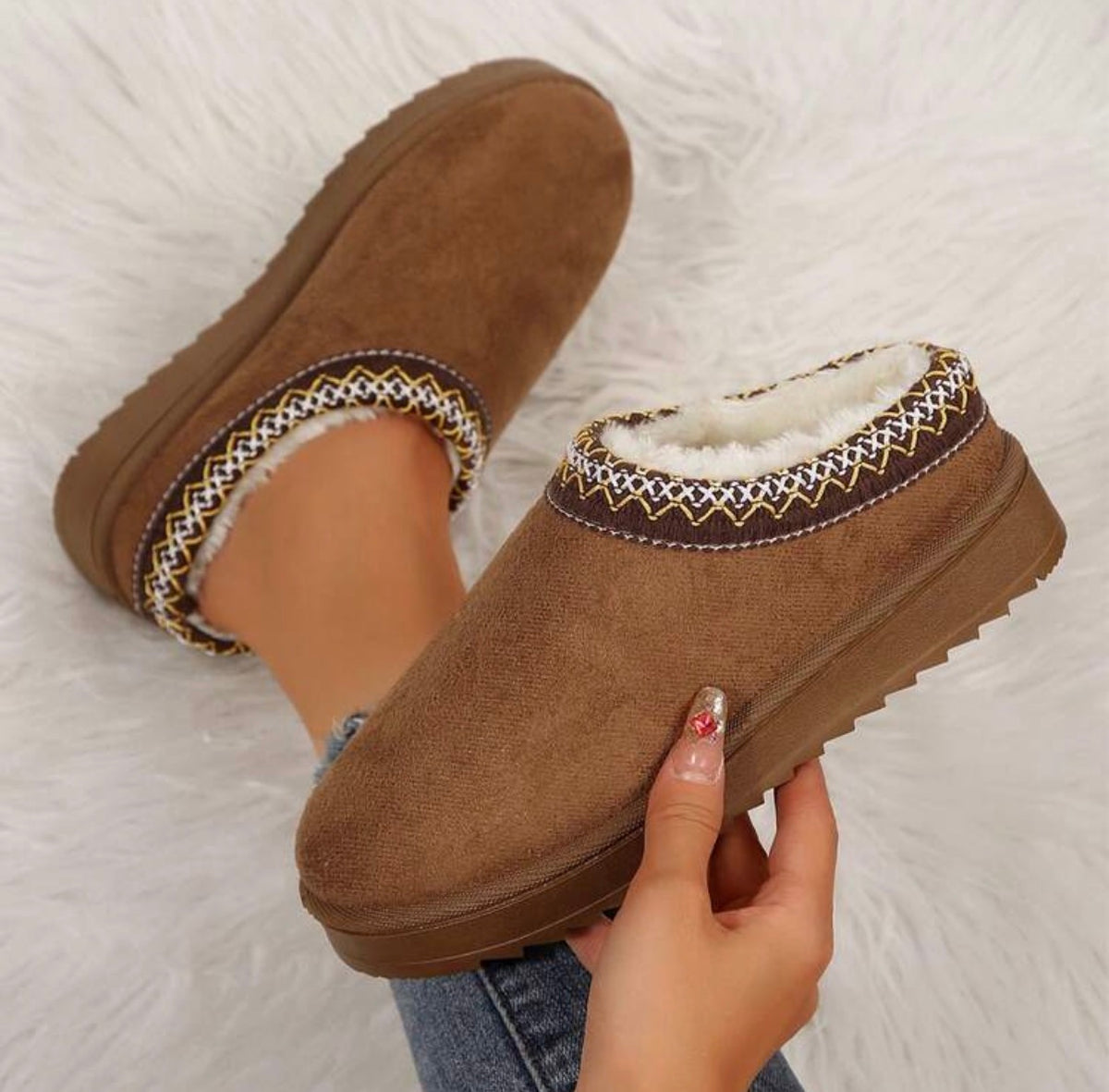 Plush Lined Clogs Braided Detail Platform Comfort- PRE ORDER