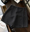 Denim Effect Printed Texture Soft Fabric High Waist Slit Women's Shorts/Skirt- PRE ORDER