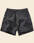 Dark Grey Drawstring Waist Zipper Pocket Tennis Shorts