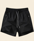 Black Drawstring Waist Zipper Pocket Tennis Shorts-PRE ORDER