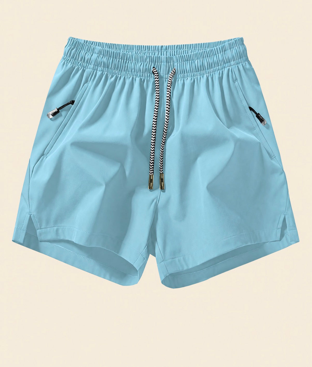 Blue Drawstring Waist Zipper Pocket Tennis Shorts