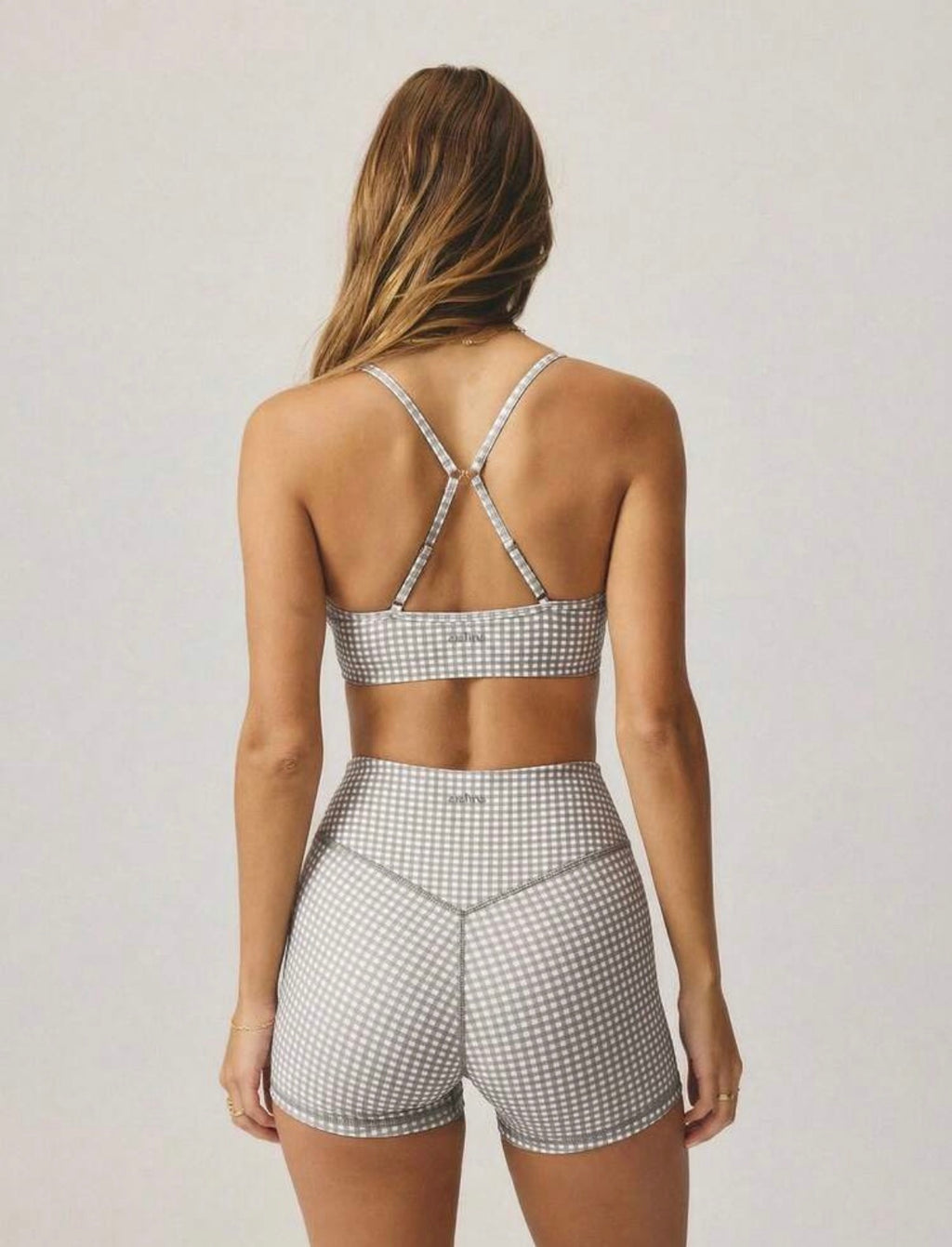 Plaid Gingham Printed Cropped Cami Top And High Waisted Short Two Pieces Active Gym Workout Set- PRE ORDER